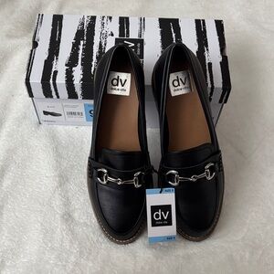 Dolce Vita Black Leather Loafers with Silver Accent